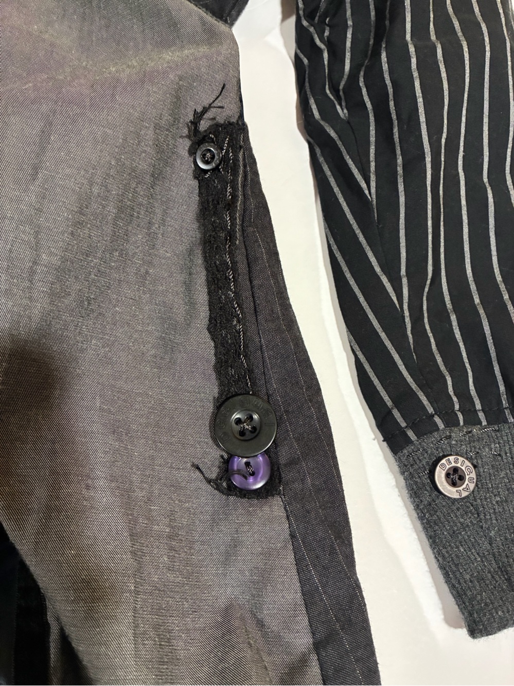 Desigual Vintage Y2K Gray Patchwork Mini Dress Artsy Grunge Boho Whimsigoth S - Picture 8 of 8